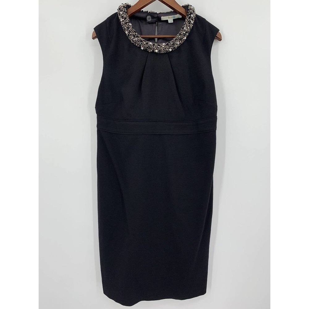 Boden Dress Womens 12 R Black Wool Jewel Neckline Cap Sleeve Lined Cocktail